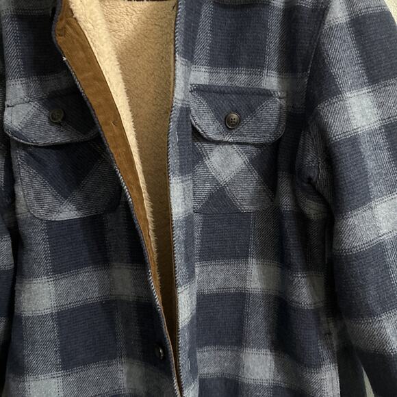 Jachs New York Flannel Shirt Jacket Blue Plaid Wool Insulated Shacket Mens M - Picture 2 of 6